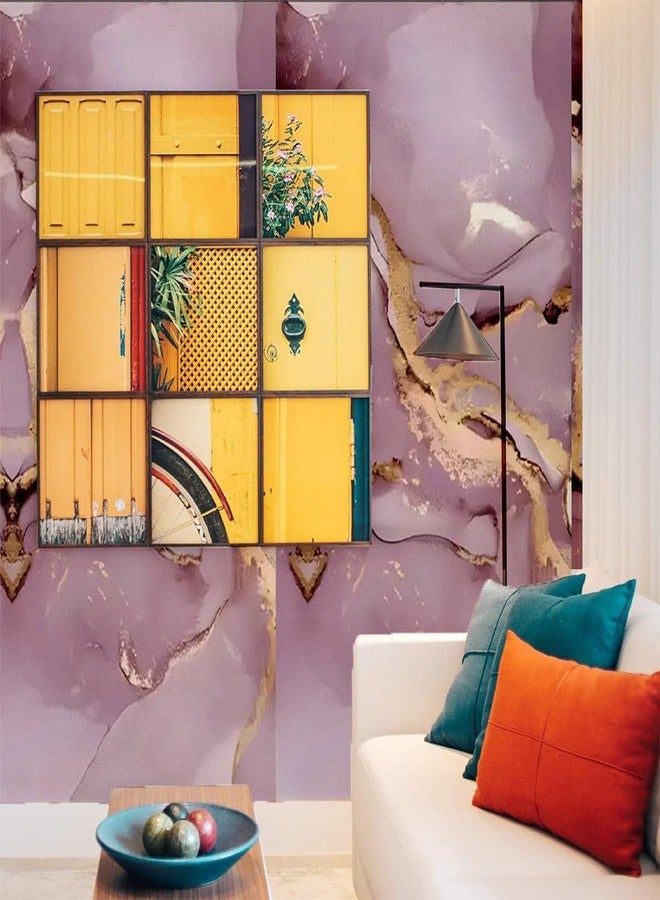 TEKCOOL ورق جدران TEKCOOL رخامي مقاوم للماء والزيوت، مناسب للأثاث والمطابخ والخزائن والدواليب وأسطح الطاولات والطاولات البلاستيكية والخشبية وخزائن الملابس، ملصق PVC ذاتي اللصق (60 × 200 سم) (ورق جدران ذهبي وردي - 4 قطع) - Image 5